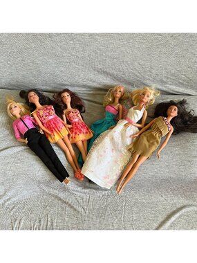 Lot Of 6 Mattel Barbies Fashionista Island Princess Belle Pocahontas President C